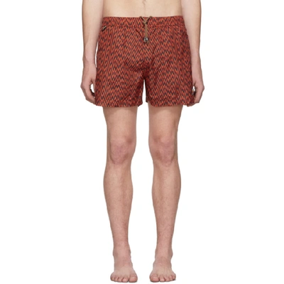 Shop Missoni Red And Black Embroidered Patch Swim Shorts In S2052redorg