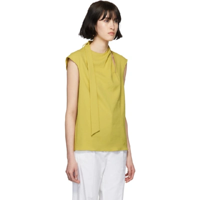 Shop Tibi Yellow Chalky Drape Pleat Tie Blouse In Xanthe Yell