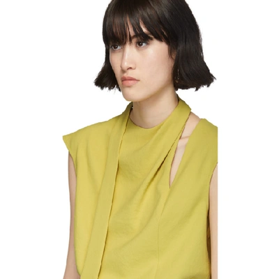 Shop Tibi Yellow Chalky Drape Pleat Tie Blouse In Xanthe Yell