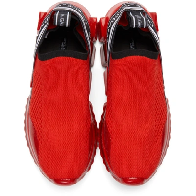 Shop Dolce & Gabbana Dolce And Gabbana Red Stretch Knit Sorrento Sneakers In 80303 Red