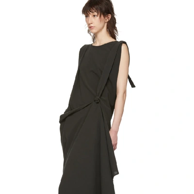 Shop Lemaire Green Asymmetrical Dress In 696 Blackol