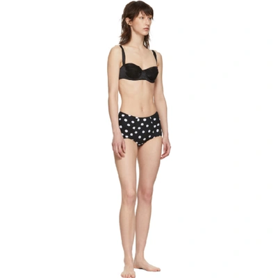 Shop Dolce & Gabbana Dolce And Gabbana Black And White High Waisted Bikini Bottom In Hnaow Pois