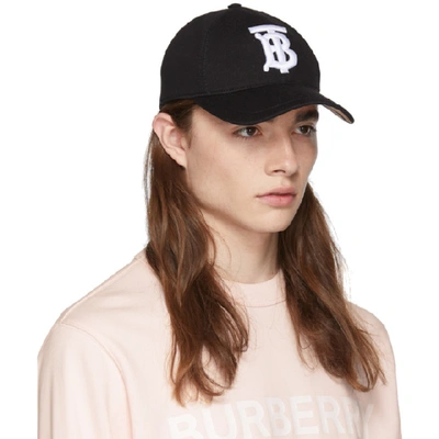 Shop Burberry Black Jersey Logo Cap