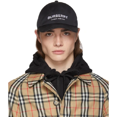 Shop Burberry Black Logo Print Baseball Cap