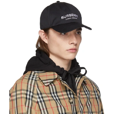 Shop Burberry Black Logo Print Baseball Cap