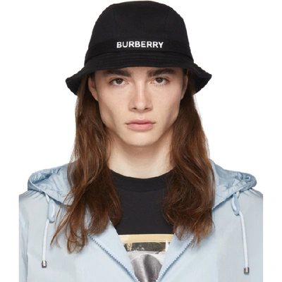 Shop Burberry Black Jersey Bucket Hat