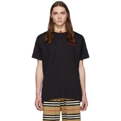 Shop Burberry Black Icon Stripe Jayson T-shirt