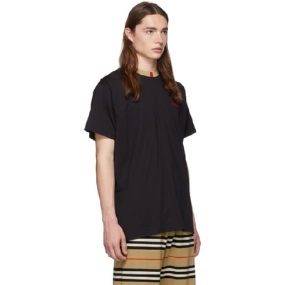 Shop Burberry Black Icon Stripe Jayson T-shirt