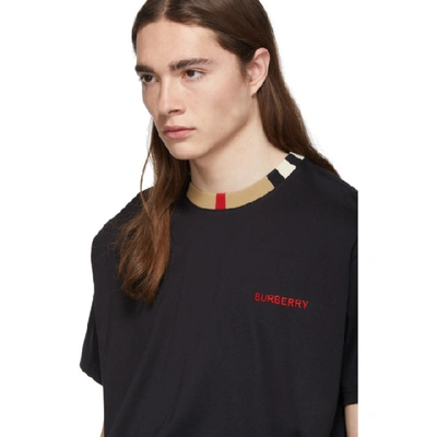 Shop Burberry Black Icon Stripe Jayson T-shirt