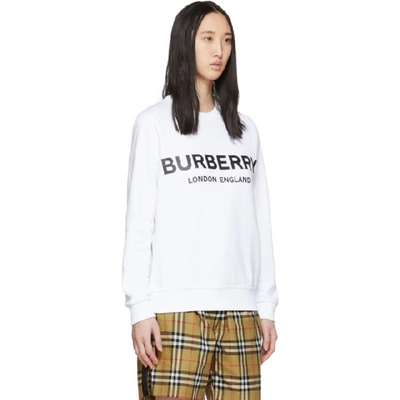 Shop Burberry White Logo Sweatshirt