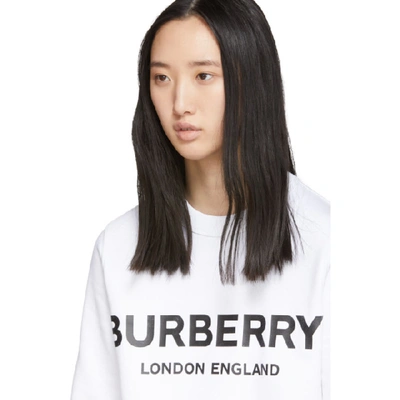 Shop Burberry White Logo Sweatshirt