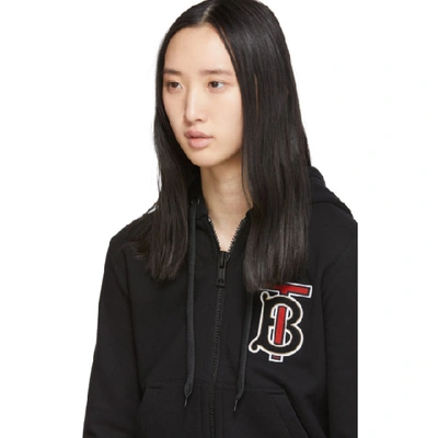 Shop Burberry Black Icon Stripe Hoodie