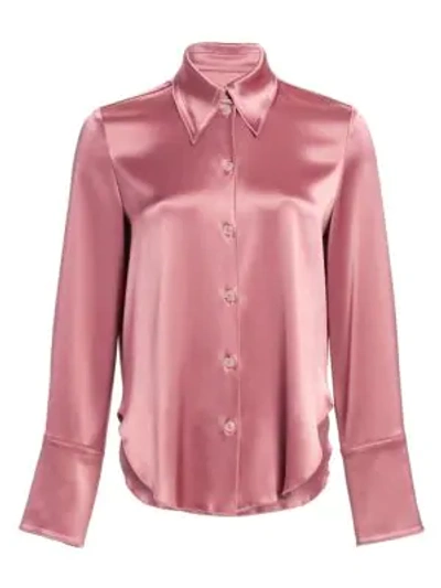 Shop Nanushka Mandine Satin Shirt In Rose