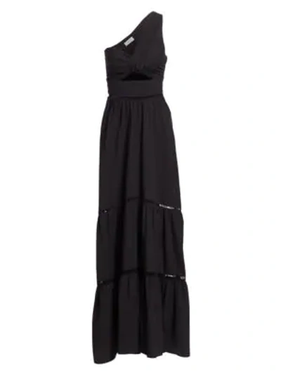 Shop A.l.c Piper Cotton One-shoulder Dress In Black