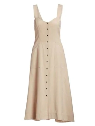 Shop A.l.c Varelli Button-front Midi Dress In Khaki