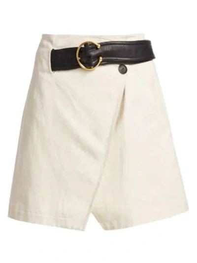 Shop A.l.c Cami Belted Linen A-line Wrap Skirt In Ecru