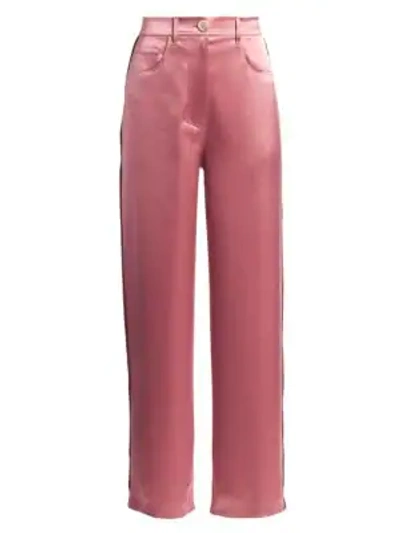 Shop Nanushka Marfa Satin Wide-leg Trousers In Rose