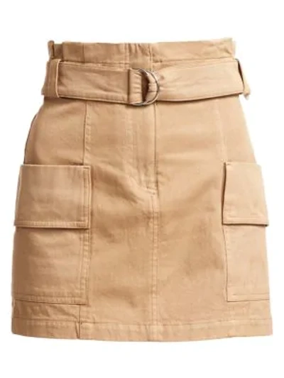 Shop A.l.c Mia Belted Stretch Cotton Mini Skirt In Caramel