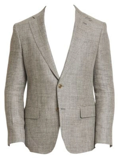 Shop Robert Graham Leland Tailored-fit Linen-blend Blazer In Grey