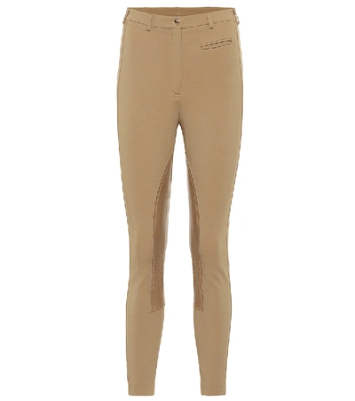 Shop Burberry Leather-trimmed Leggings In Beige