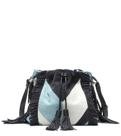 Shop Isabel Marant Jeeba Leather And Suede Shoulder Bag In Blue