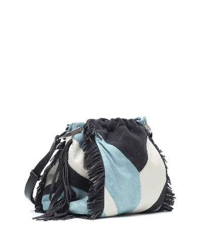 Shop Isabel Marant Jeeba Leather And Suede Shoulder Bag In Blue