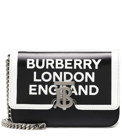 Shop Burberry Tb Small Leather Shoulder Bag In Black