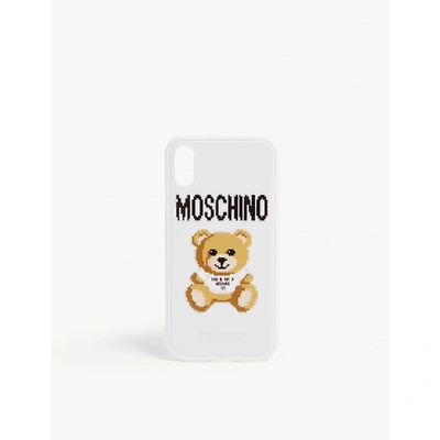 Shop Moschino Pixel Teddy Iphone X Case In White Black