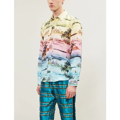 Shop Amiri Hawaiian-print Relaxed-fit Silk-satin Shirt In Rainbow