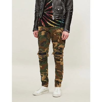 Shop Amiri Camouflage-print Regular-fit Tapered Stretch-cotton Twill Trousers