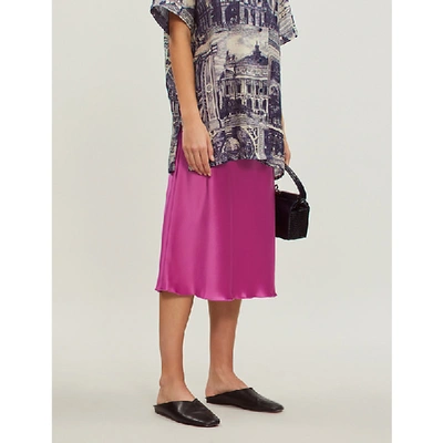 Shop Nanushka Zarina Bias-cut Crepe Midi Skirt In Rosebud