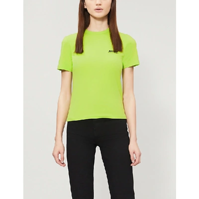 Shop Ader Error Logo-print Cotton-jersey T-shirt In Yellow Green