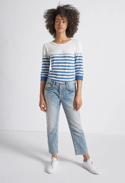 Shop Current Elliott The Poolbay Top In Blue Stripe With Bleach