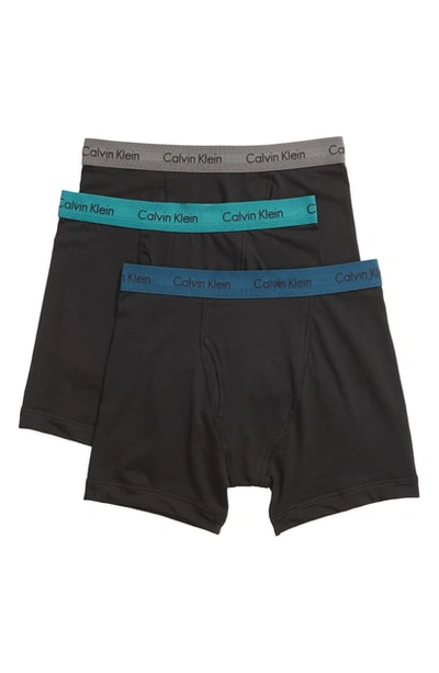Shop Calvin Klein 3-pack Boxer Briefs In Black/ Grey/ Blue/ Raleigh