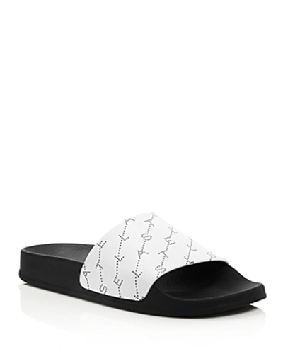 Shop Stella Mccartney Women's Monogram Slide Sandals In White/black