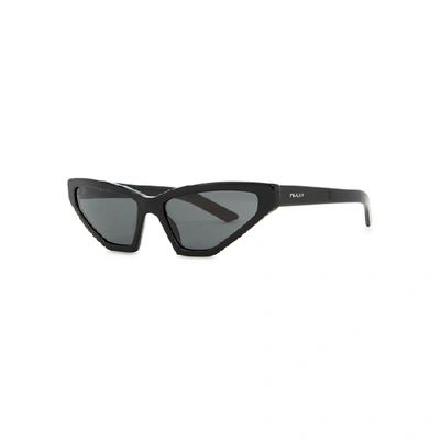 Shop Prada Black Cat-eye Sunglasses