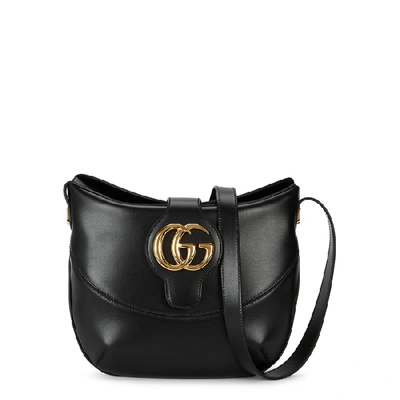 Shop Gucci Arli Medium Black Leather Shoulder Bag