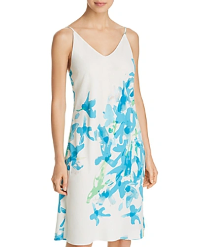 Shop Natori Satin Chemise In Alabaster/blue