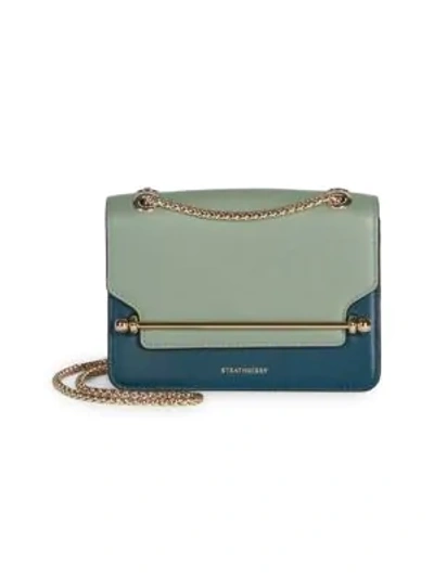 Shop Strathberry Mini East/west Tri-color Leather Crossbody Bag In Green