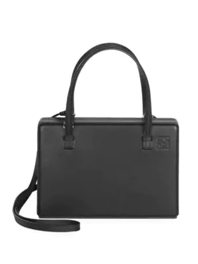 Shop Loewe Leather Top Handle Box Bag In Black