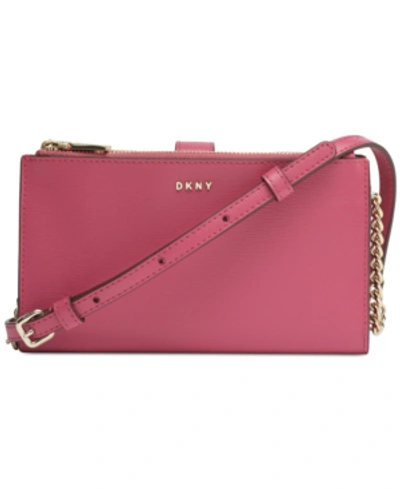 Shop Dkny Bryant Leather Wallet Crossbody, Created For Macy's In Pink/gold