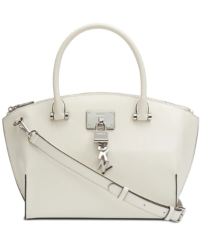 Shop Dkny Elissa Top-zip Pebble Satchel, Created For Macy's In White/silver