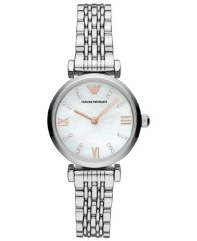 Shop Emporio Armani Women's Stainless Steel Bracelet Watch 32mm In Silver