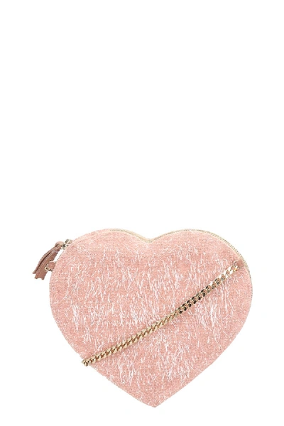 Shop Anniel Pink Heart Furry Crossbody Bag In Rose-pink