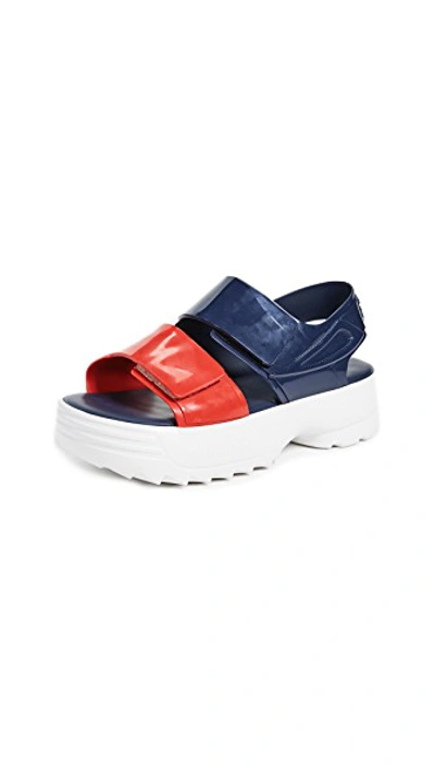 Shop Melissa X Fila Sandals In Blue/red
