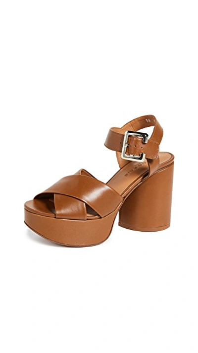 Shop Clergerie Vianne Platform Sandals In Papaya Calf