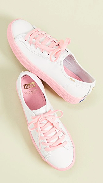 Shop Keds X Kate Spade Triple Kick Sneakers In White/pink