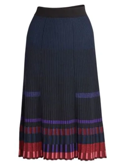 Shop Kenzo Pleated Midi Knit Skirt In Black