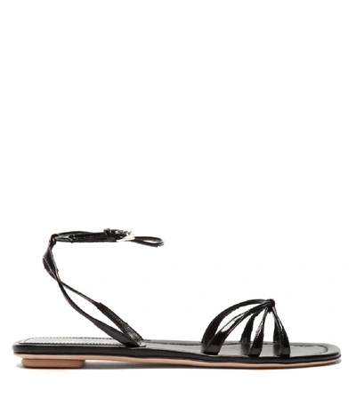 Shop Prada Knot-front Patent-leather Sandals In Black