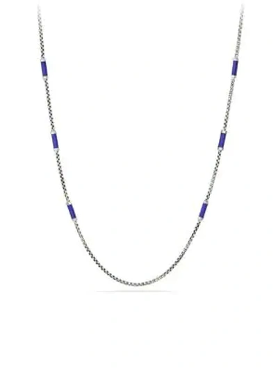 Shop David Yurman Hex Sterling Silver Chain Necklace In Blue